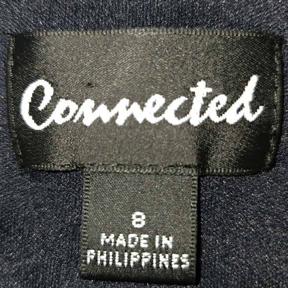 Connected Polka Dot Women's Size 8 Faux Wrap Dress Sleeveless Navy Blue & Ivory - Picture 2 of 9